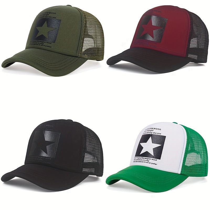 Pentagram Print Mesh Baseball Cap Unisex Trucker Hat Hip Hop Adjustable Dad Hat