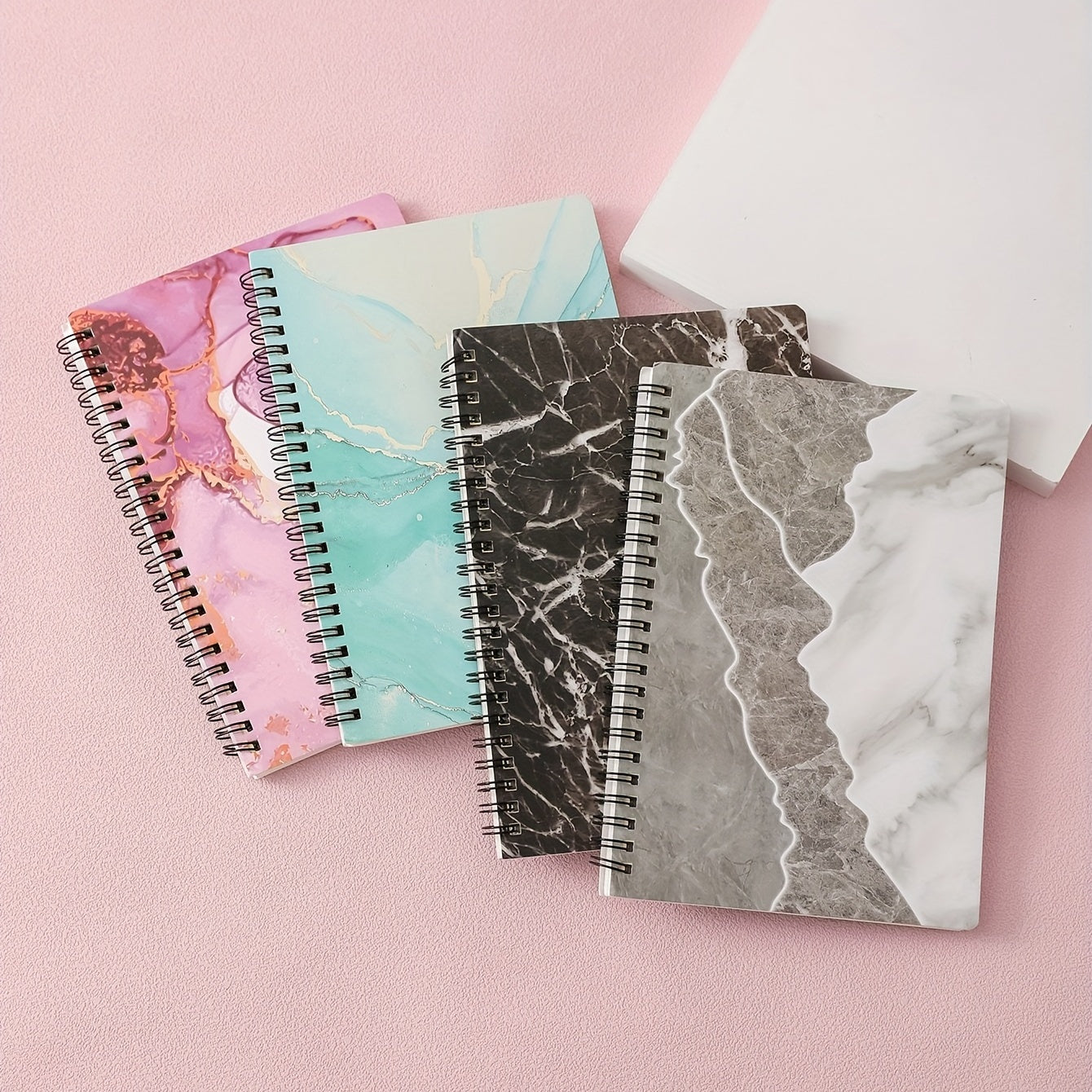 A5 Rollover Coil Book Marble Texture Notepad 80 Sheets