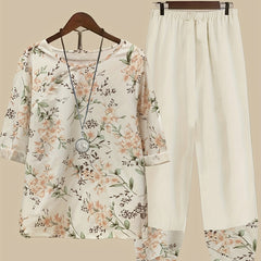 Floral Print Two Piece Set Top & Pants Outfit