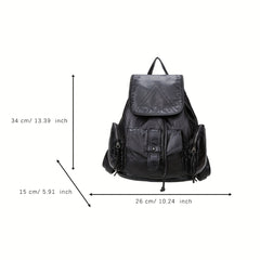 Vintage Pocket Backpack Purse Retro Flap Preppy School Bag Women's All Match