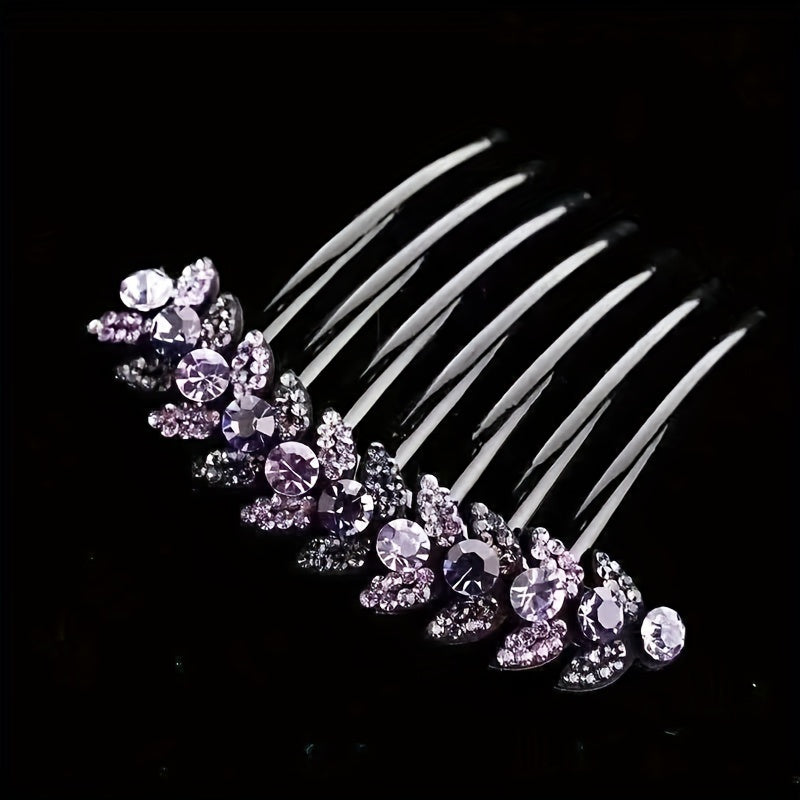 Vintage Rhinestone Crystal Headwear Flower Hair Side Comb Hairpin