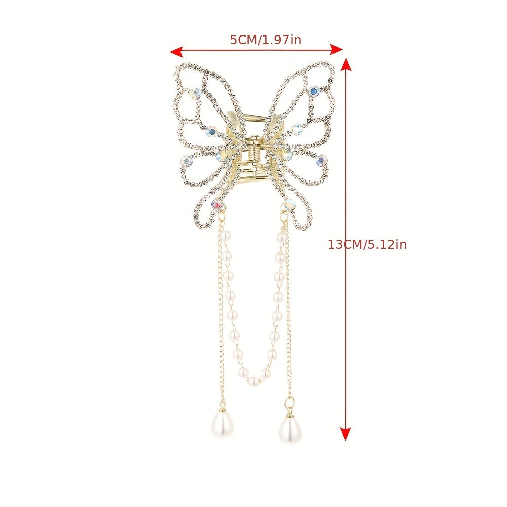 Faux Pearl Tassel Hair Claw for Women