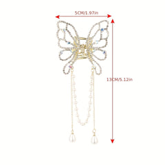 Faux Pearl Tassel Hair Claw for Women