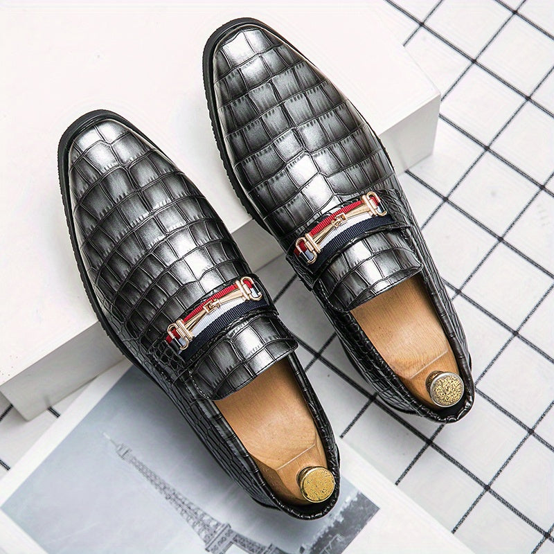 Women's Crocodile Print Loafers Pointed Toe Slip On Shoes