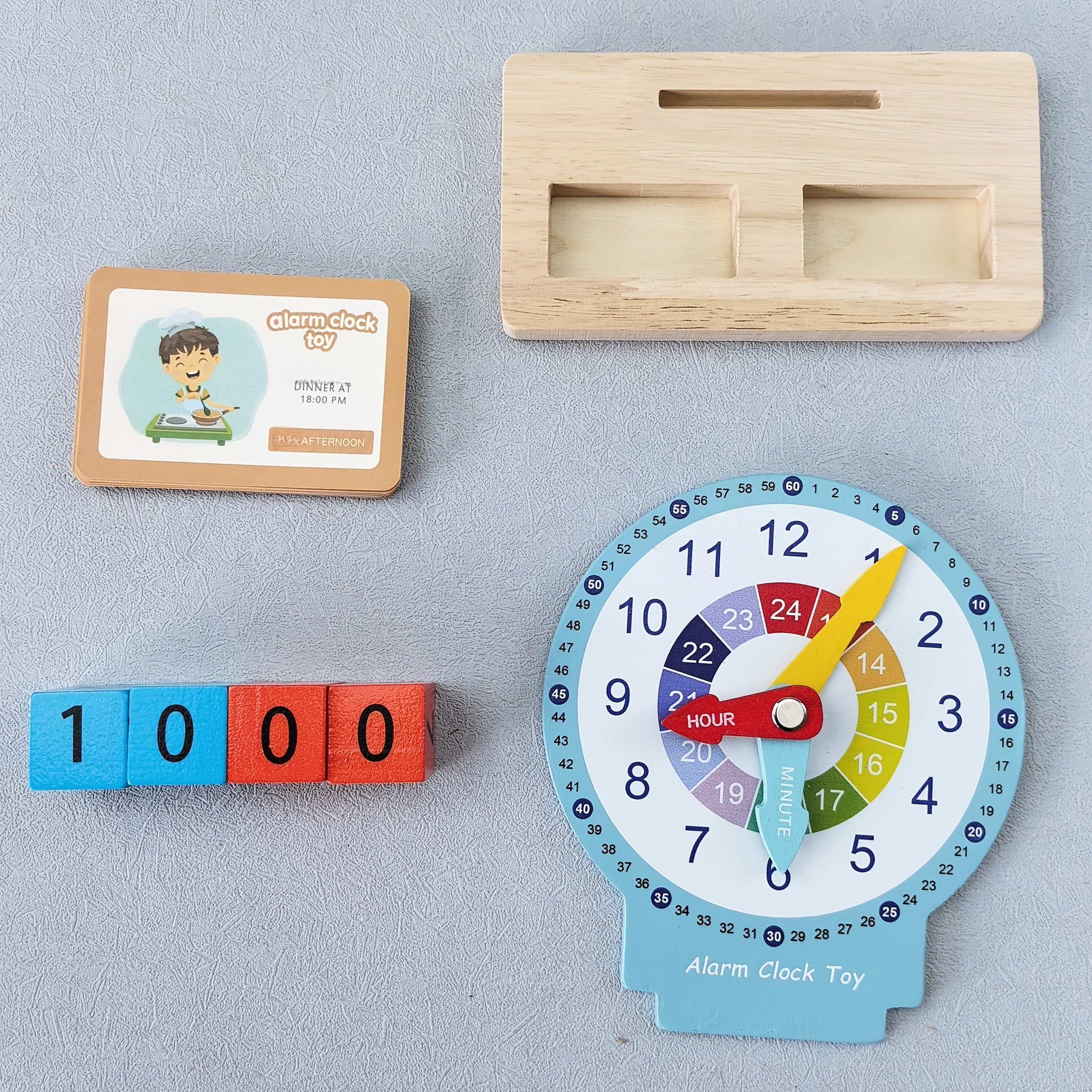 Educational Wooden Teaching Clock for Kids - Time Learning Kit