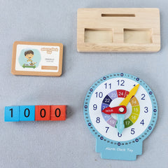Educational Wooden Teaching Clock for Kids - Time Learning Kit