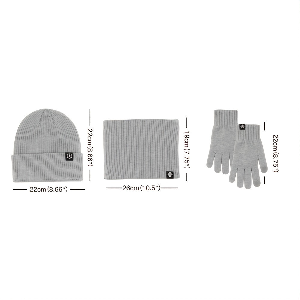 Winter Warm Hat Scarf Gloves Set Windproof Knitted Hat Three piece