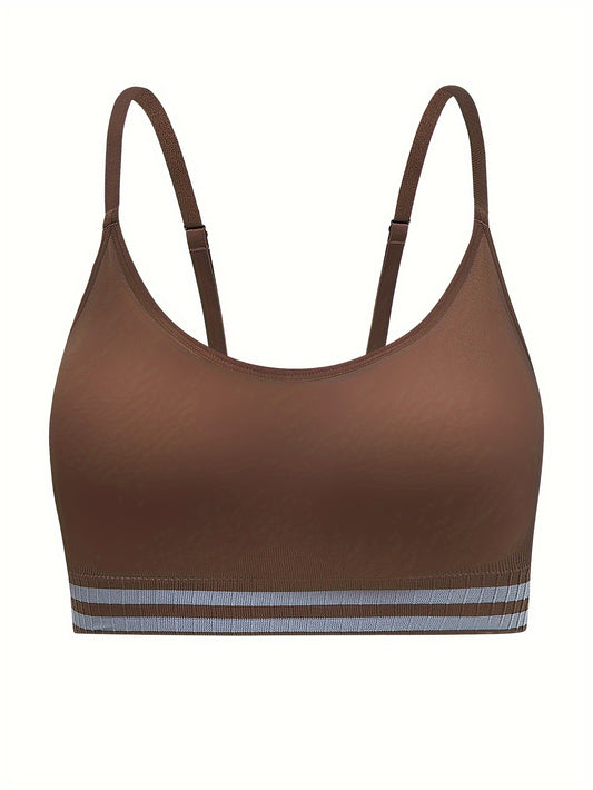  Striped Pattern Sports Bra High Stretch Yoga Fitness Bra
