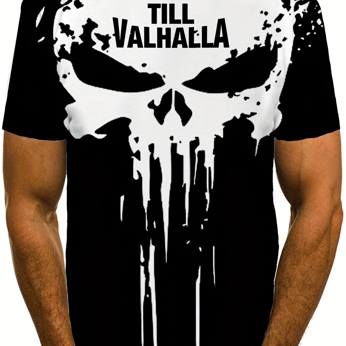 Men's 3D Skull Graphic T-shirt Stretch Breathable Tee