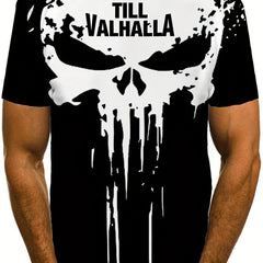 Men's 3D Skull Graphic T-shirt Stretch Breathable Tee