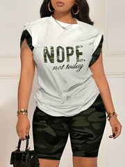 Faith Letter Print T-shirt & Full Printed Shorts Set