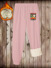 Women's Plus Letter & Chicken Print Fleece Harem Pants