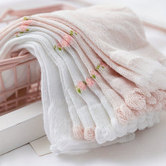 5 Pairs Girls Thin Floral Socks Spring Summer Accessories