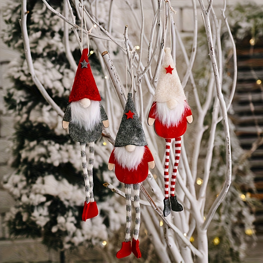 3pcs Dwarf Doll Christmas Ornaments Long legged Forest Elf Home Decor
