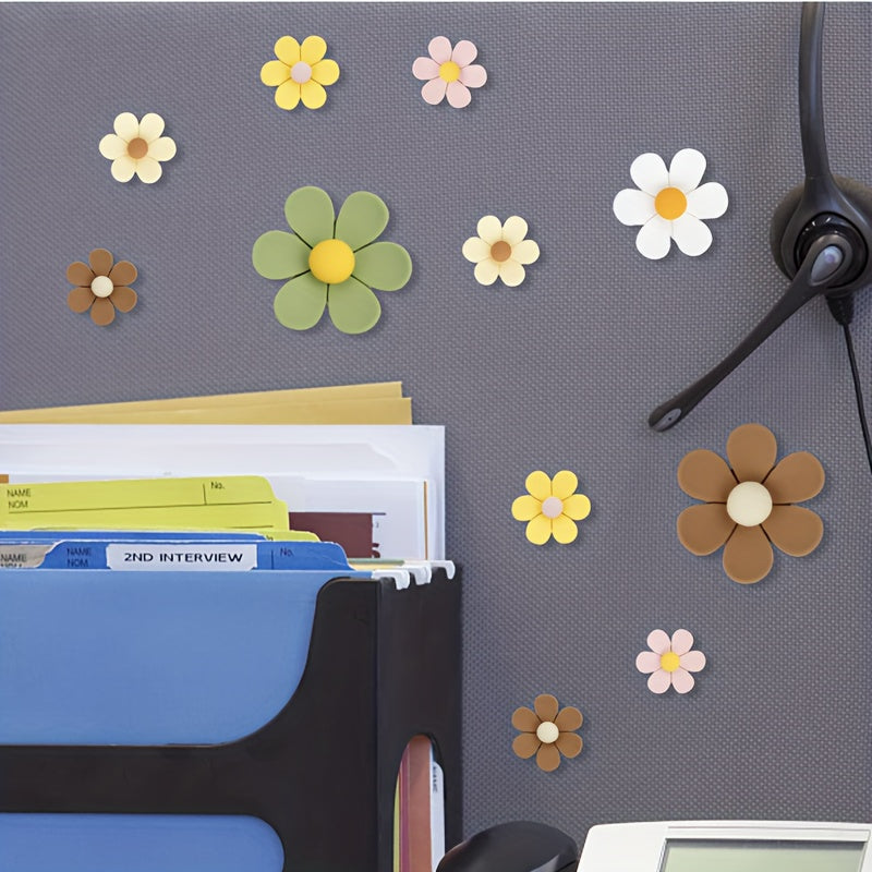 30pcs Colorful Flower Pattern Thumbtacks, Various Sizes for Softwood Walls