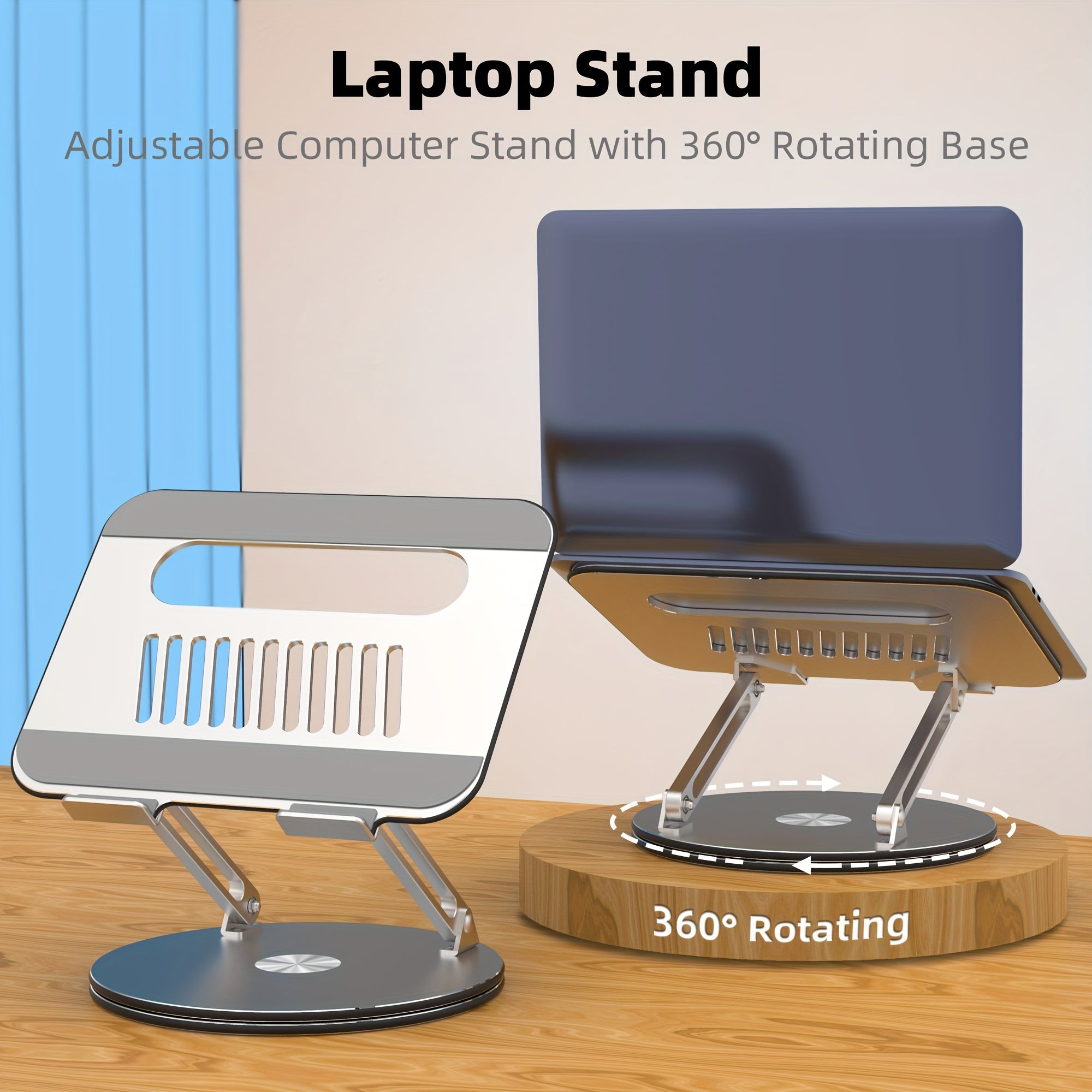 Adjustable Laptop Stand 360 Rotating Base Ergonomic Riser Portable Foldable