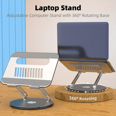 Adjustable Laptop Stand 360 Rotating Base Ergonomic Riser Portable Foldable