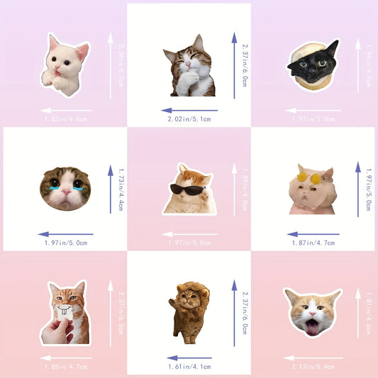 100pcs Cat Expression Package Stickers Funny DIY Cat Head Stickers
