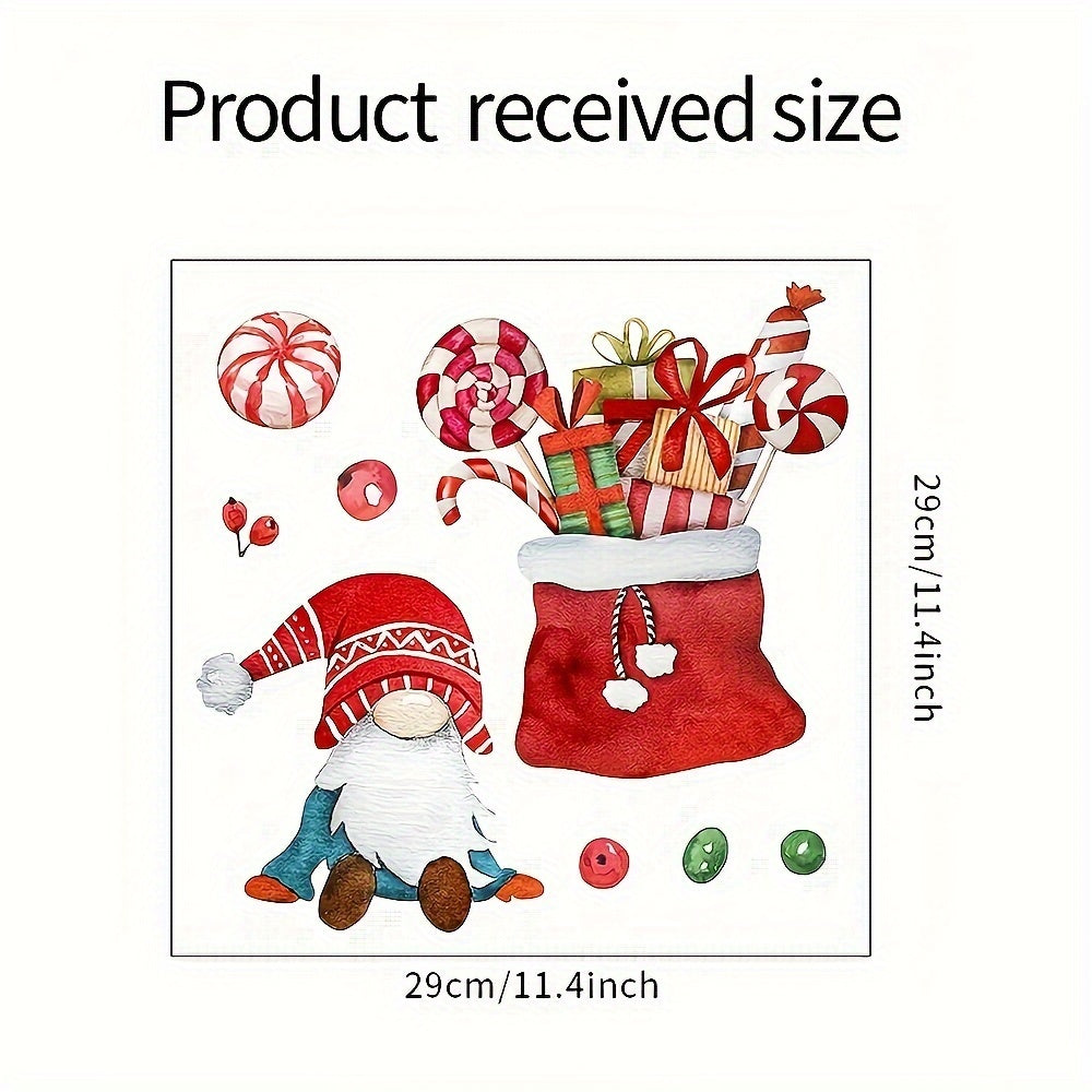 Cartoon Christmas Gnome Toilet Lid Sticker, Removable Decal Paper