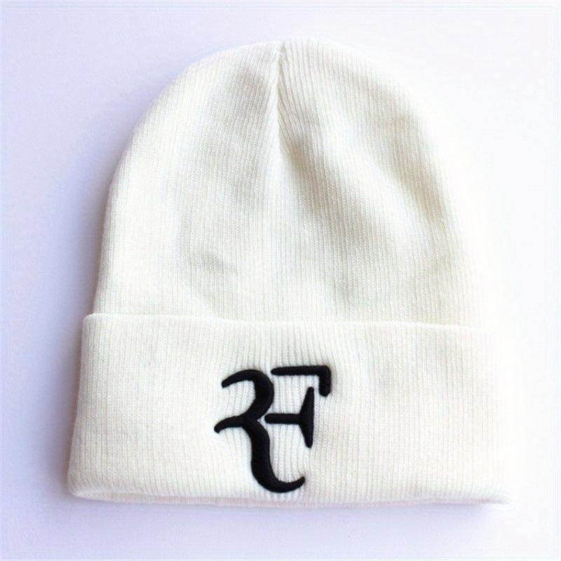 Fashionable Sport Windproof Knit Beanie Hat With 3d Solid Alphabet Embroidered
