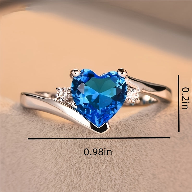 Heart Shaped Crystal Zircon Ring for Women Finger Ring