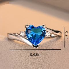 Heart Shaped Crystal Zircon Ring for Women Finger Ring