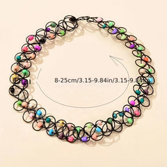 Colorful Rice Beads Elastic Necklace Choker Personality Neck Chain