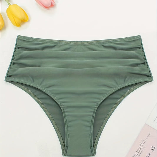 Green High Waist Bikini Bottom Ruched Beachwear Swimwear