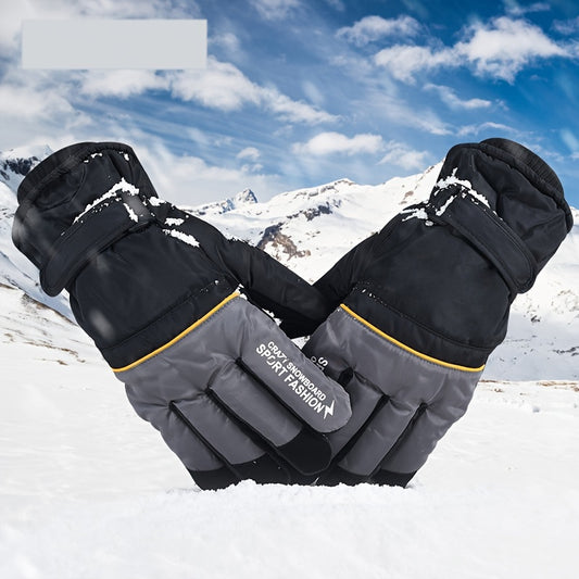 Men's Warm Waterproof Fleece Gloves for Outdoor Activities