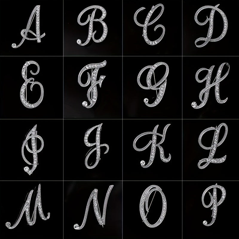 26 Alphabet Brooch Pins Inlaid Diamond Chest Badges Collar Pins & Buckles