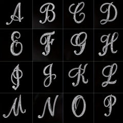 26 Alphabet Brooch Pins Inlaid Diamond Chest Badges Collar Pins & Buckles
