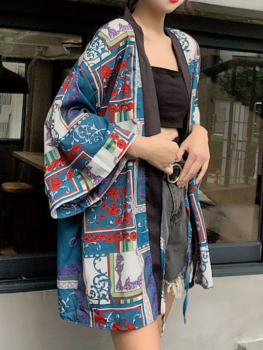 Graphic Print Kimono Cover Up for Spring & Summer