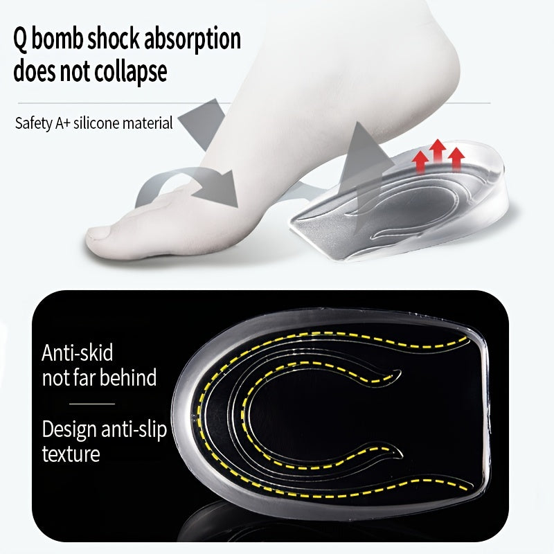Silicone Gel Height Increase Insoles Heel Lifting Foot Care Protector Inserts
