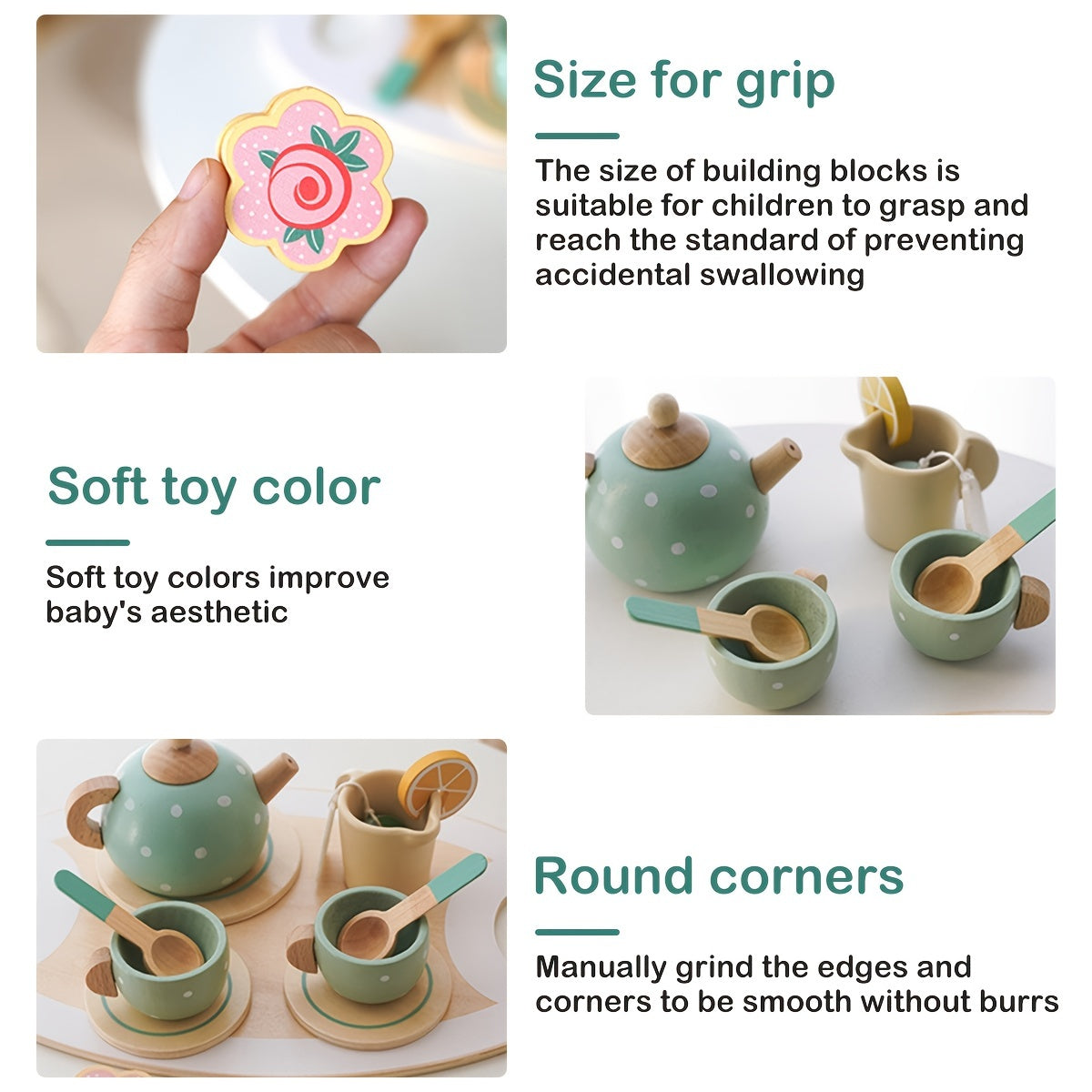 Wooden Tea Set Pretend Play for Toddlers