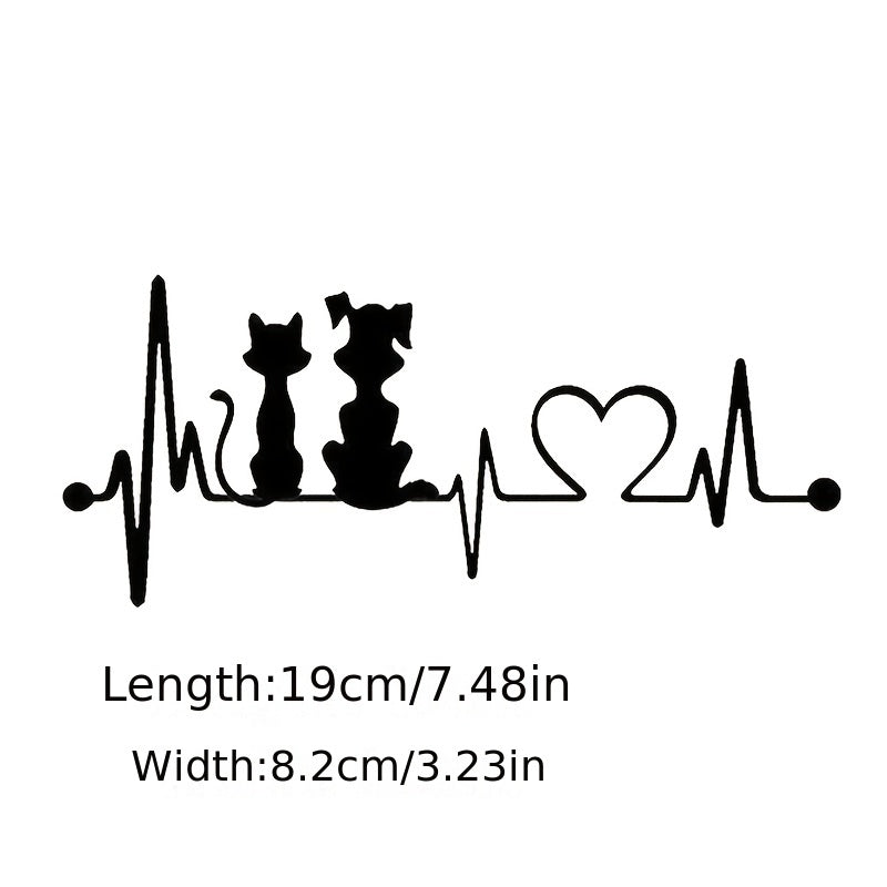 3D Cat & Dog Heartbeat Heart Care Car & Motorcycle Stickers