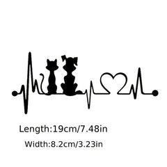 3D Cat & Dog Heartbeat Heart Care Car & Motorcycle Stickers