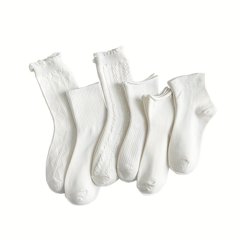 6 Pairs Mid Tube Socks Soft & Comfy Women's Stockings