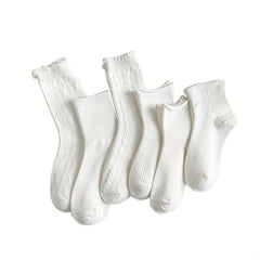 6 Pairs Mid Tube Socks Soft & Comfy Women's Stockings