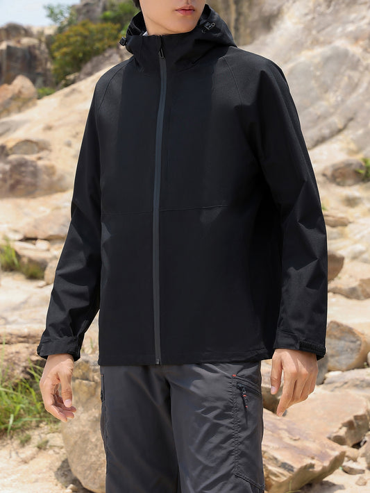 Men's Soft Shell Jacket with Zipper Pockets & Hood