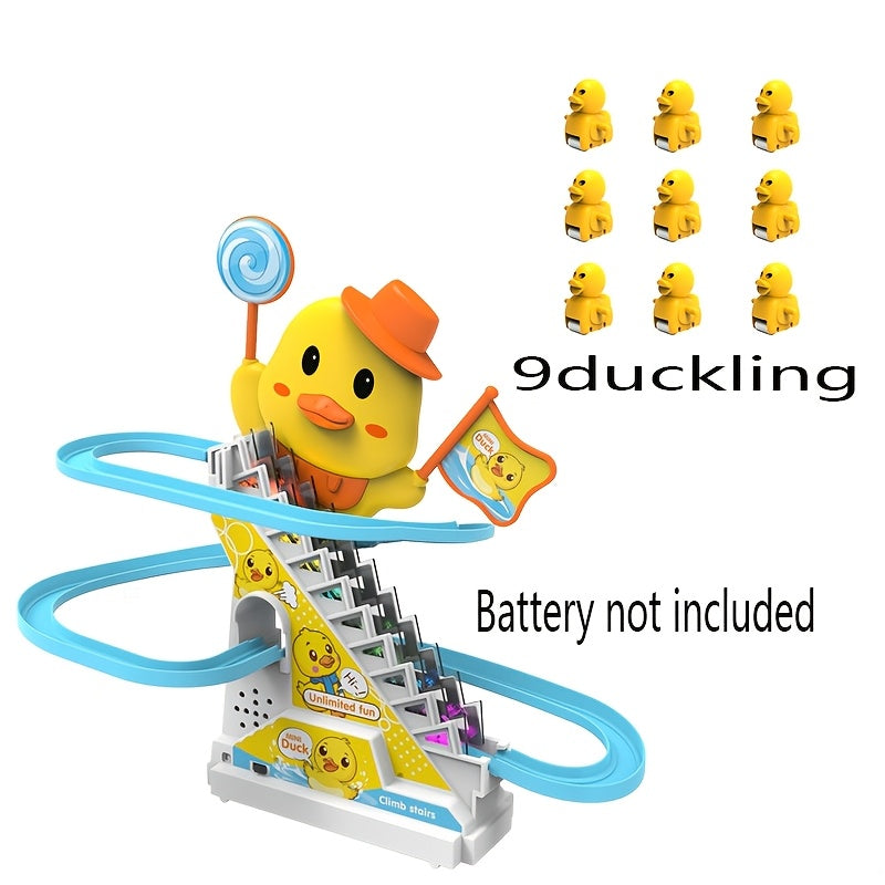 Yellow Duck Slide & Climb Track Toy Set with Music & Lighting for Youngsters