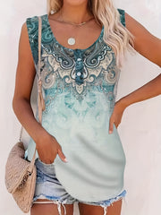 Vintage Ethnic Floral Print Tank Top