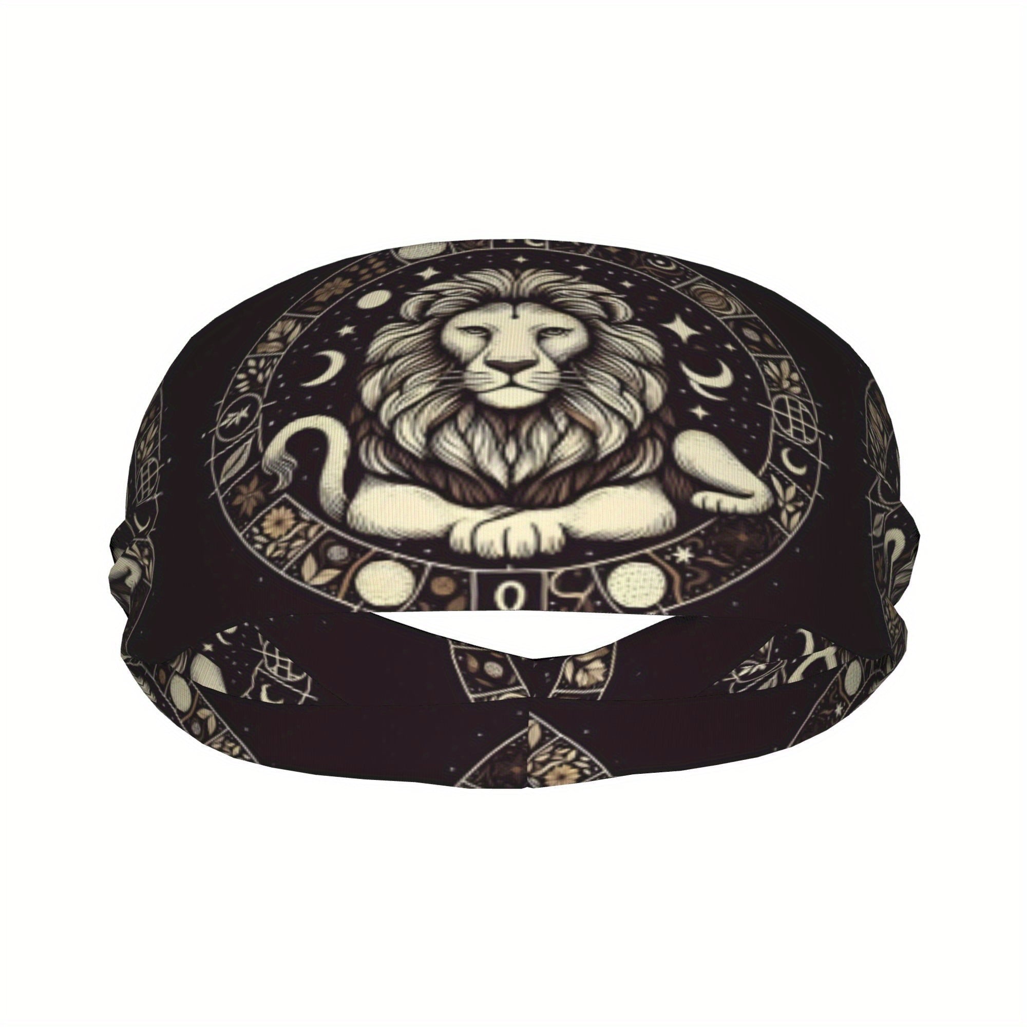 Lion Zodiac Headband Sweat Wicking Stretchy Polyester Yoga Gym Running