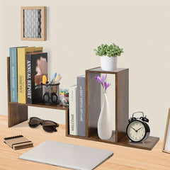Desktop Bookshelf Office Retractable Storage Bookcase Wooden Rack