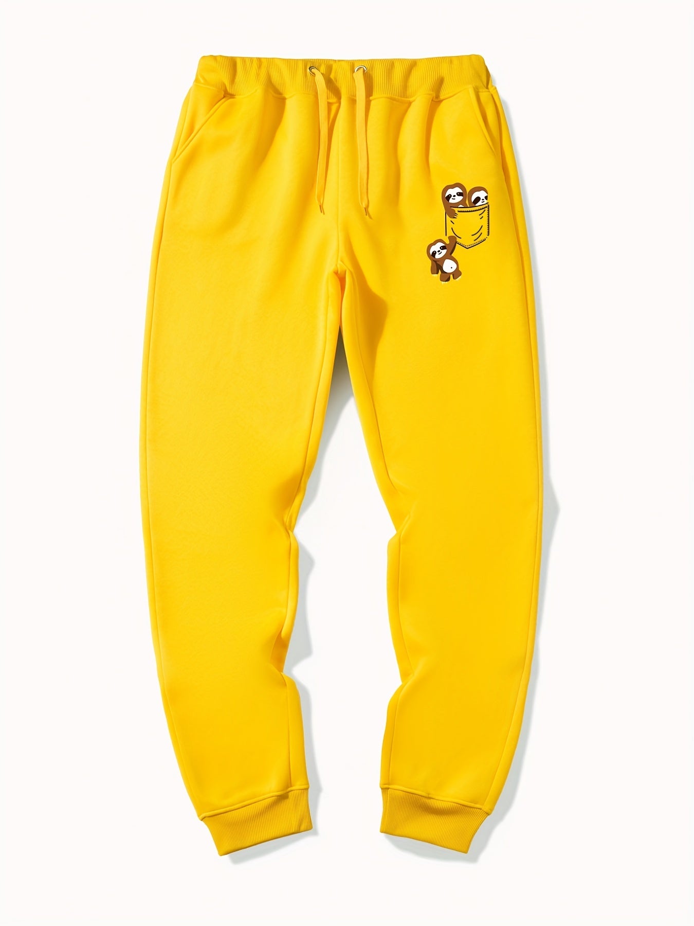 Sloth In Pocket Graphic Drawstring Joggers Men's Sweatpants