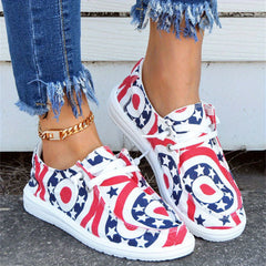 Women's Flag Pattern Flat Sneakers Slip On Low Top Walking Shoes
