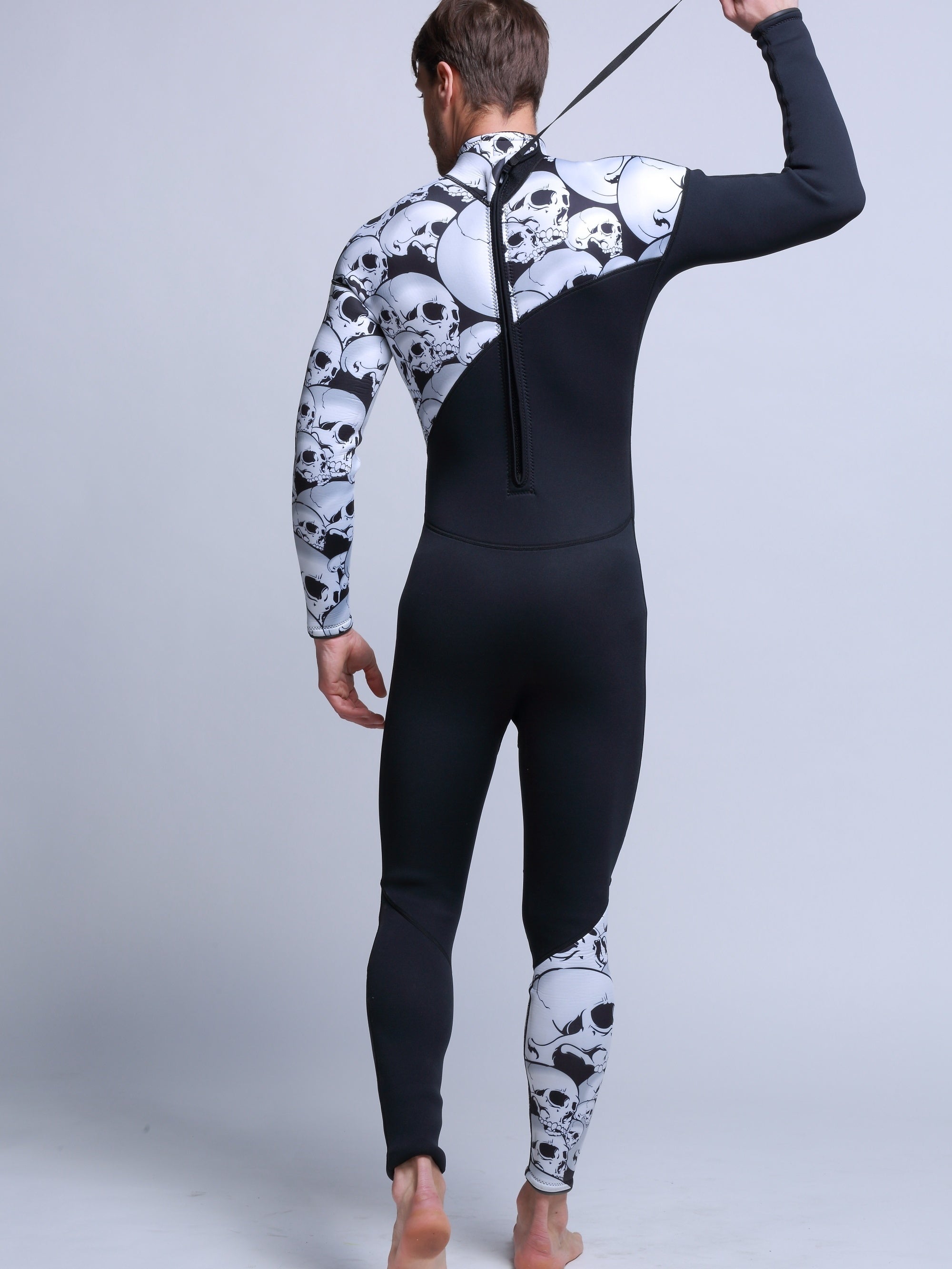 Men's Skull Print 3mm Neoprene Diving Suit Warm Anti Jellyfish Wetsuit