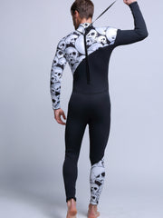 Men's Skull Print 3mm Neoprene Diving Suit Warm Anti Jellyfish Wetsuit