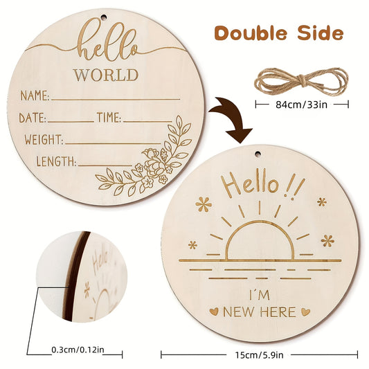 Apricot Wooden Hello World Engraved Plaque DIY Bulletin Board