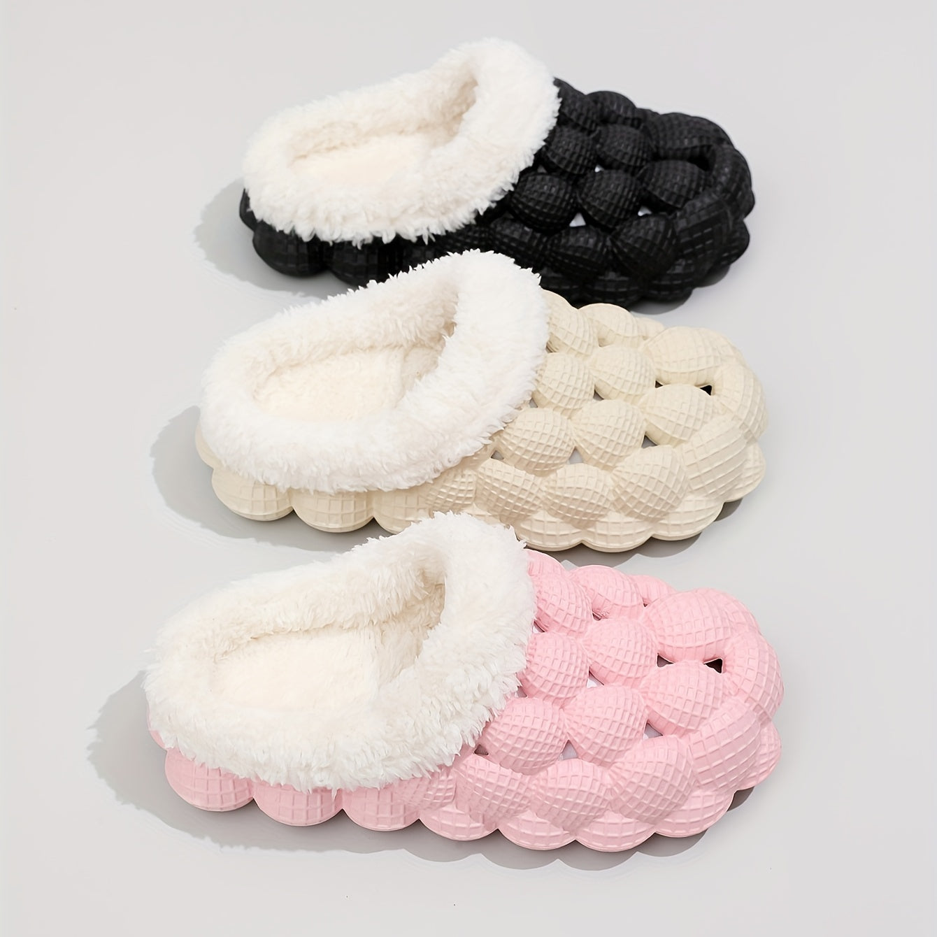 Bubble Plush Slides Slippers Soft Sole Non Slip Shoes