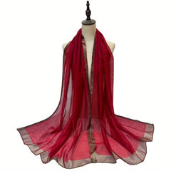 Silk Block Scarf Causal Shawl Thin Breathable Windproof Head Wrap